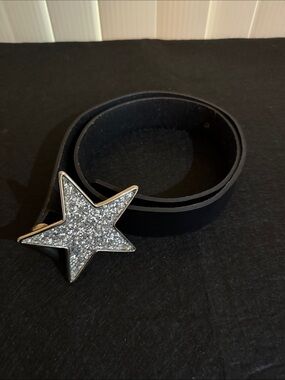 Hot Topic Black Belt with Silver Glitter Star Buckle